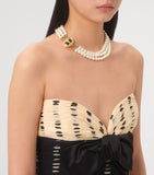 Valentino Garavani Ovalette necklace faux pearl crystal 42cm, imported from the UK