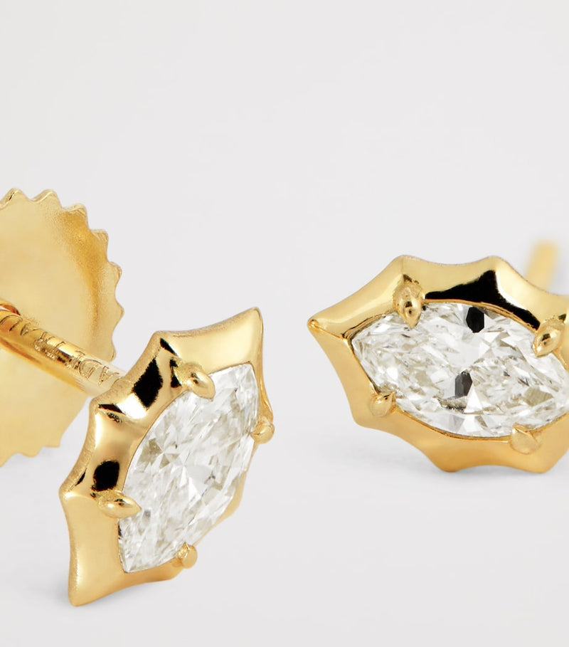 Jade Trau Maverick yellow gold diamond stud earrings, imported from the UK