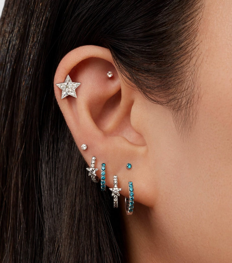 Maria Tash diamond star hoop 18k gold 6.5mm, imported from the UK