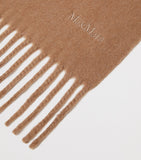 Max Mara wool fringed logo scarf, UK version
