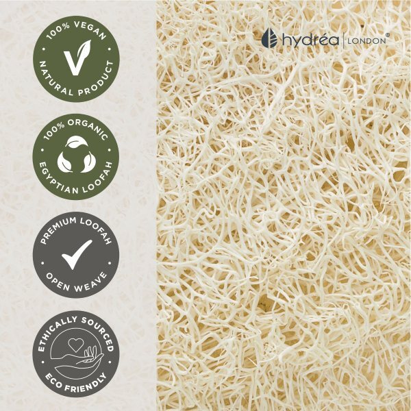 Hydrea London Egyptian Loofah Facial Pads 2-Pack, imported from the UK