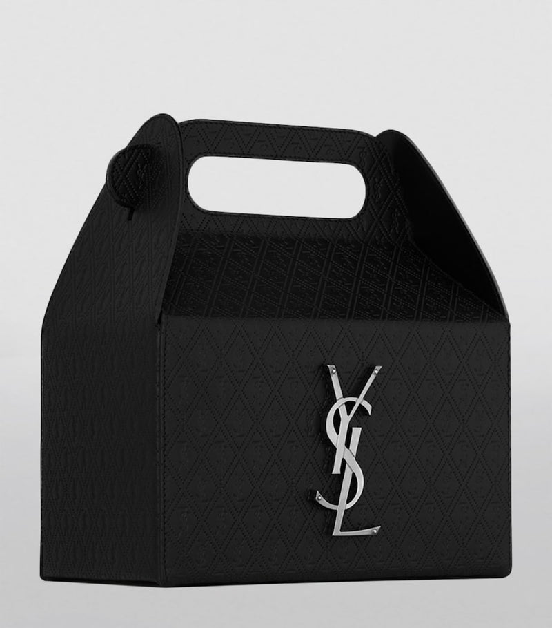 Saint Laurent embossed takeaway box bag in calfskin, UK version