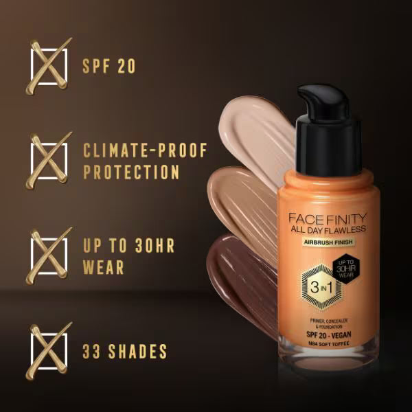 Max Factor Facefinity Foundation Soft Toffee, imported from the UK