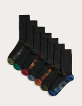M&S M&S 7 Pack Cool & Fresh Geo Cotton Rich Socks- Buy online at McGrocer