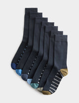 M&S M&S 7 Pack Cool & Fresh Striped Cotton Rich Socks- Buy online at McGrocer