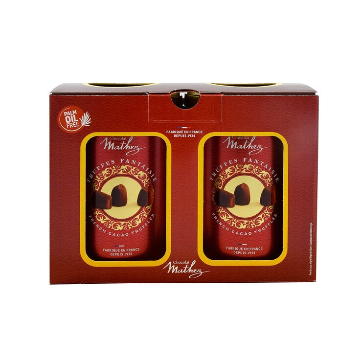 Mathez cocoa dusted truffles 2 x 500g tins, imported from the UK