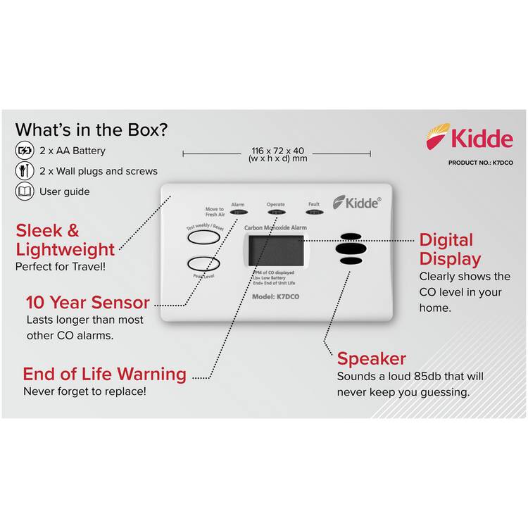 Kidde digital readout carbon monoxide alarm - British product