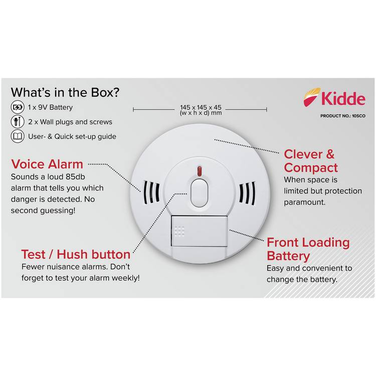 Kidde smoke CO alarm with voice warning, imported from the UK