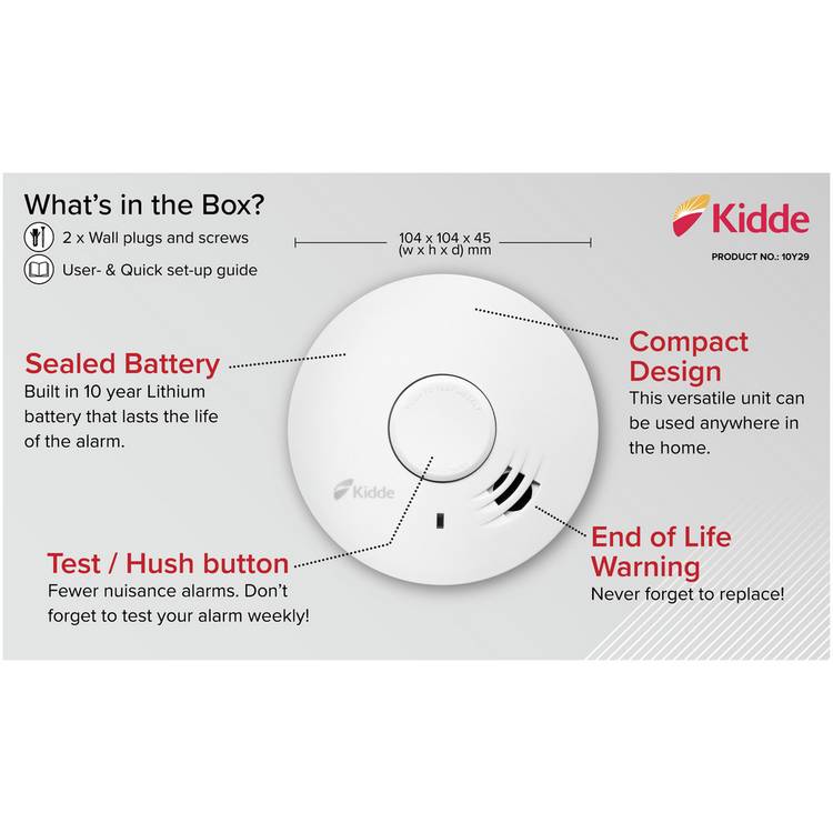Kidde 10 Year Smoke Alarm with sealed battery, imported from the UK
