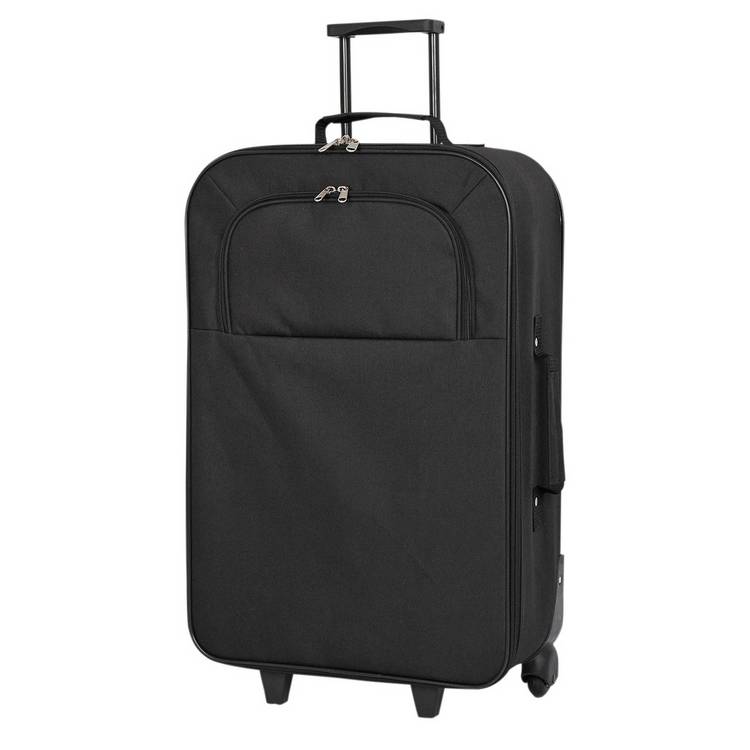 Medium 2 wheel soft suitcase in black - British product