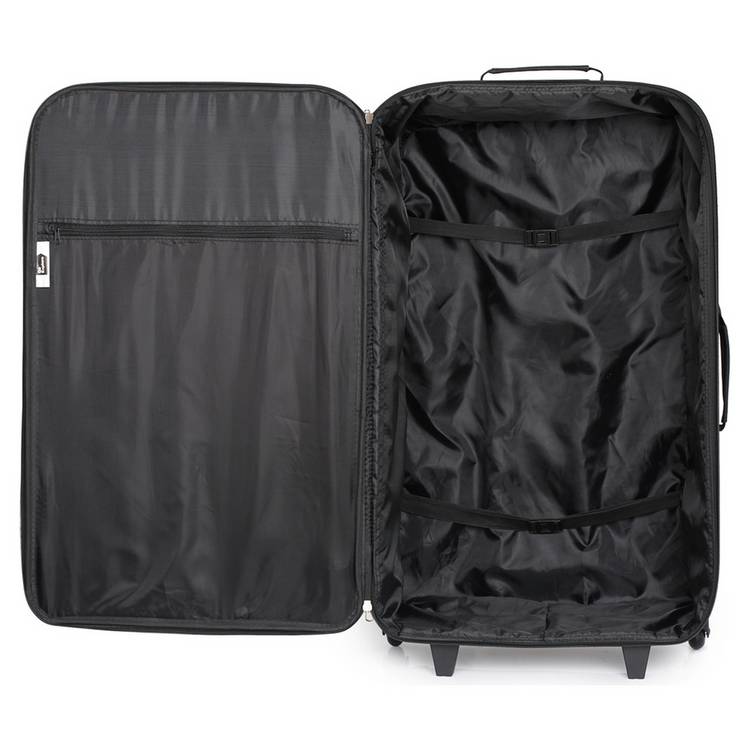 Medium 2 wheel soft suitcase in black - British product