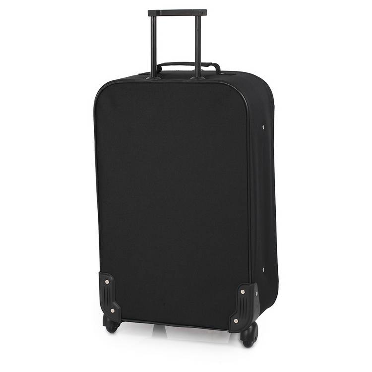 Medium 2 wheel soft suitcase in black - British product