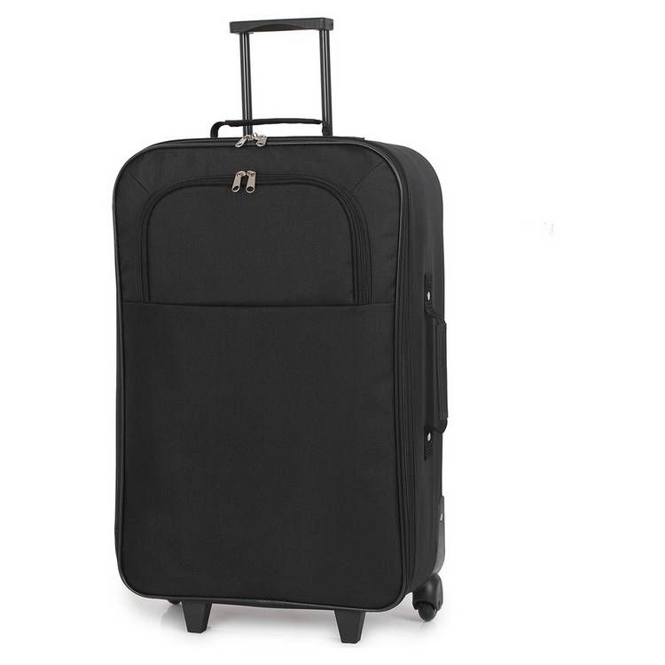 Medium 2 wheel soft suitcase in black - British product