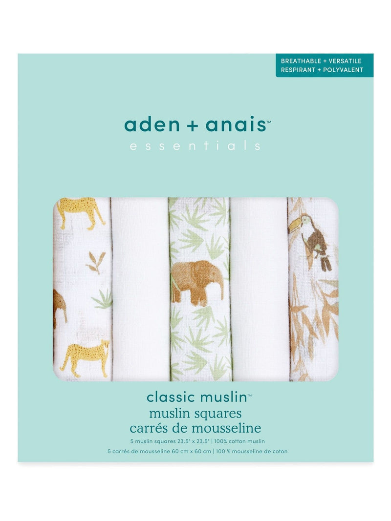 Aden + Anais Animal Essentials muslin squares 5 pack (British brand)