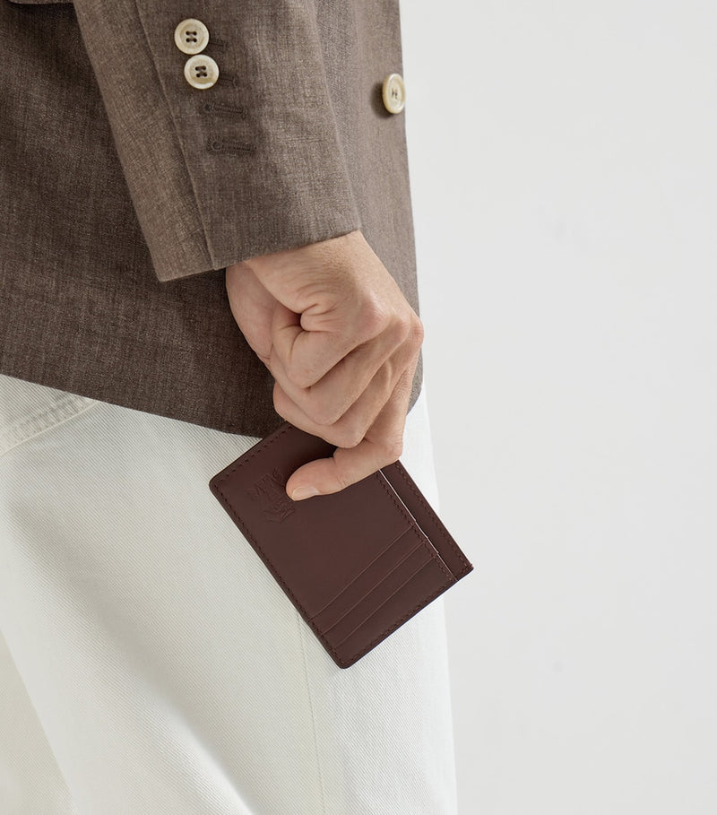 Brunello Cucinelli grained leather card holder, imported from the UK