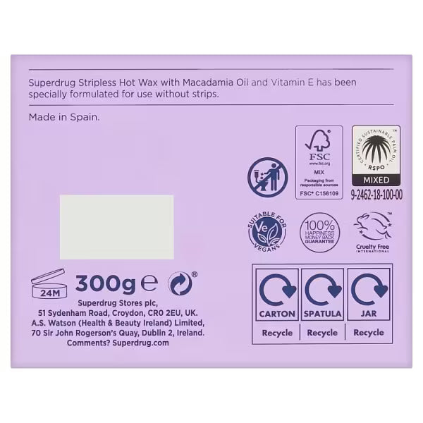 Superdrug Hot Wax Macadamia Oil 300g (British brand)