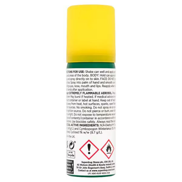 Superdrug Insect Repellent Aerosol Spray 50ml (British brand)