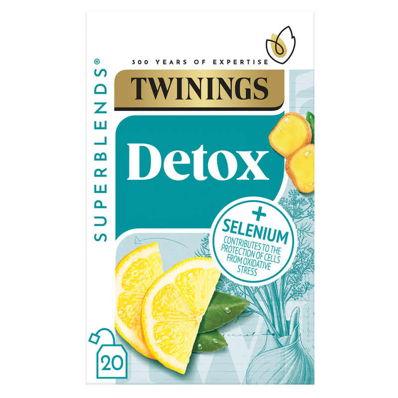Twinings Detox Lemon Ginger herbal tea with burdock root and fennel 40g (British brand)