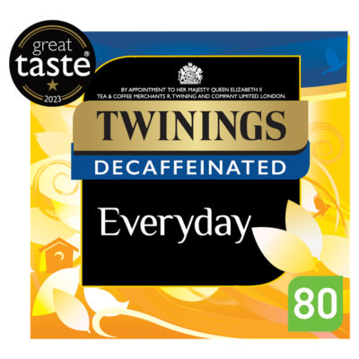 Twinings decaffeinated black tea bags 250g, imported from the UK