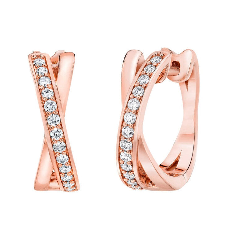 Costco cross hoop diamond earrings 0.25ctw 14ct rose gold (British brand)