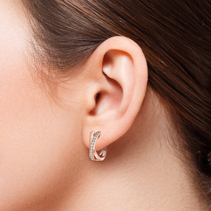 Costco cross hoop diamond earrings 0.25ctw 14ct rose gold (British brand)
