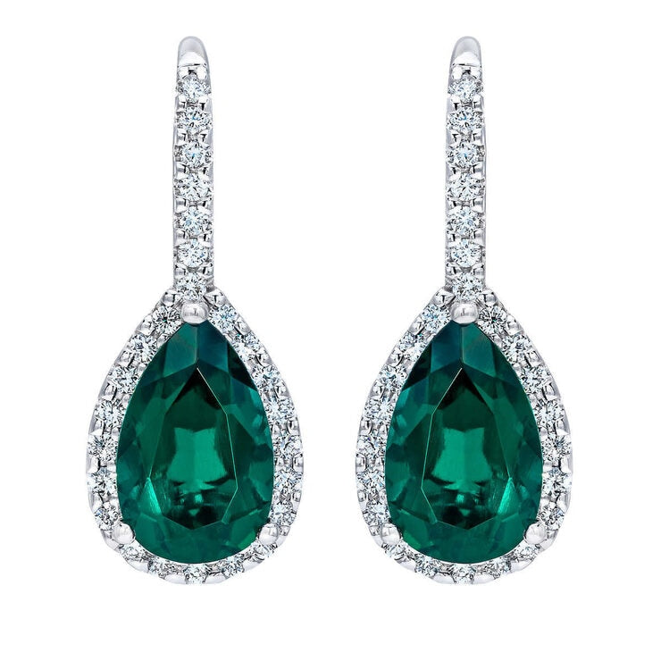 Costco lab created emerald diamond earrings 14ct white gold (British brand)