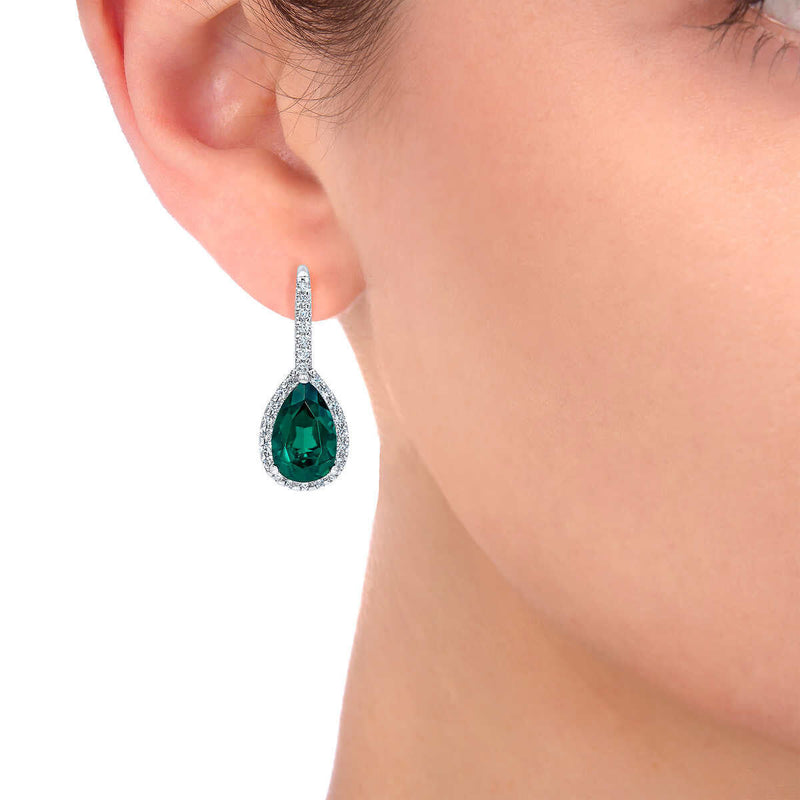 Costco lab created emerald diamond earrings 14ct white gold (British brand)