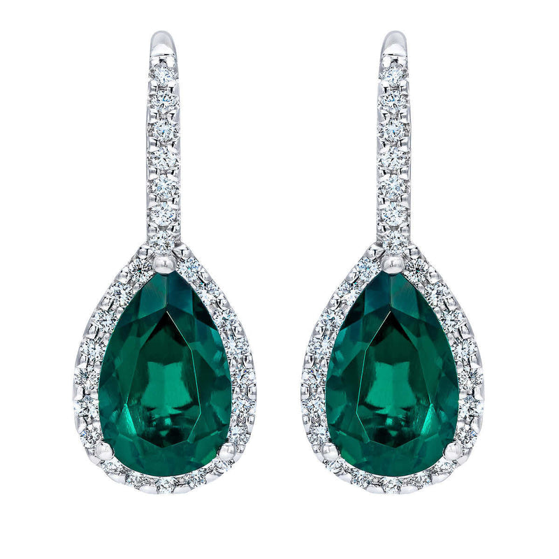 Costco lab created emerald diamond earrings 14ct white gold (British brand)