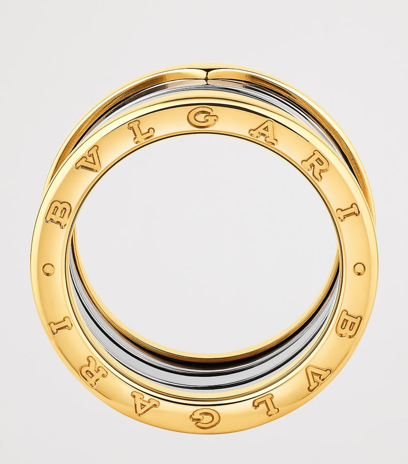 Bvlgari B.zero1 fire-båndsring gult gull rustfritt stål (Britisk merkevare)