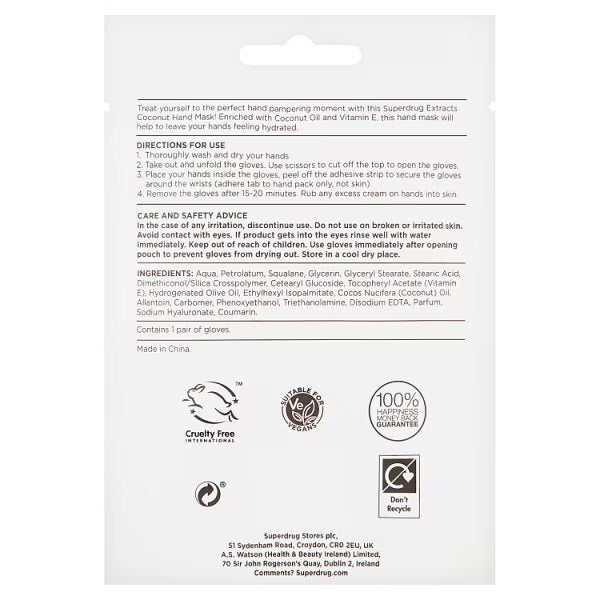 Superdrug Coconut Hand Mask Treatment (British brand)