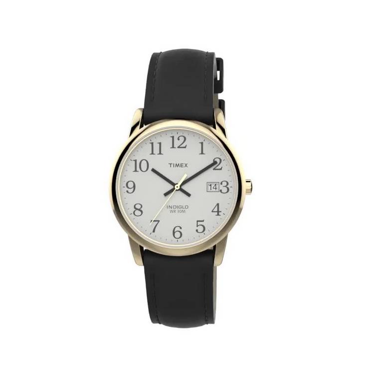 Timex Easy Reader men's watch black leather strap (British brand)