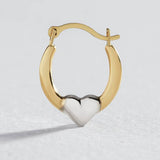 Revere 9ct yellow gold heart creole hoop earrings, UK version