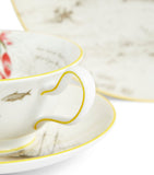 Wedgwood bone china tea set with Voyage of the Beagle design, 3-piece set (British brand)