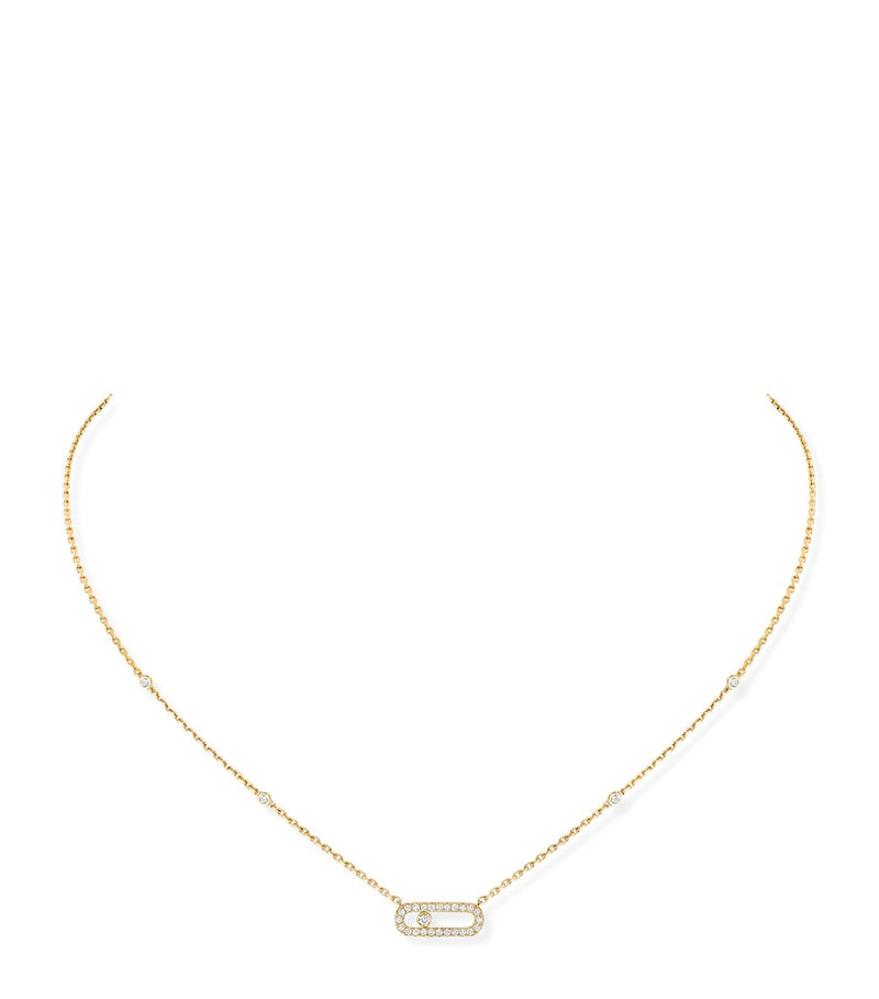 Messika Move Uno yellow gold diamond pavé necklace 0.22ct (British brand)