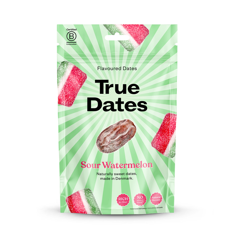 True Dates sour watermelon snack 100g - British product