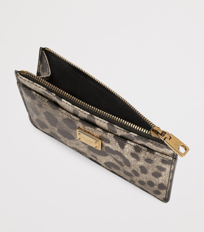 Dolce&Gabbana calfskin leopard print card holder, imported from the UK