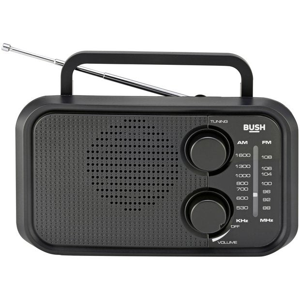 Bush compact FM/AM portable radio black - British product