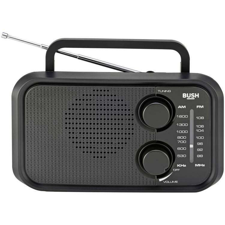 Bush compact FM/AM portable radio black - British product