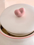 Pink heart ceramic biscuit jar, imported from the UK