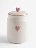 Pink heart ceramic biscuit jar, imported from the UK