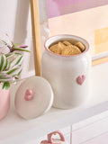 Pink heart ceramic biscuit jar, imported from the UK