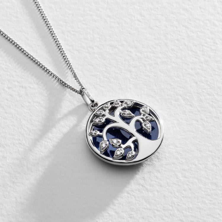 Moon & Back tree of life locket silver cubic zirconia, UK version