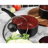Russell Hobbs Red Stone aluminium 3 piece pan set, UK version
