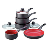 Russell Hobbs Red Stone Aluminium 5 piece pan set, imported from the UK
