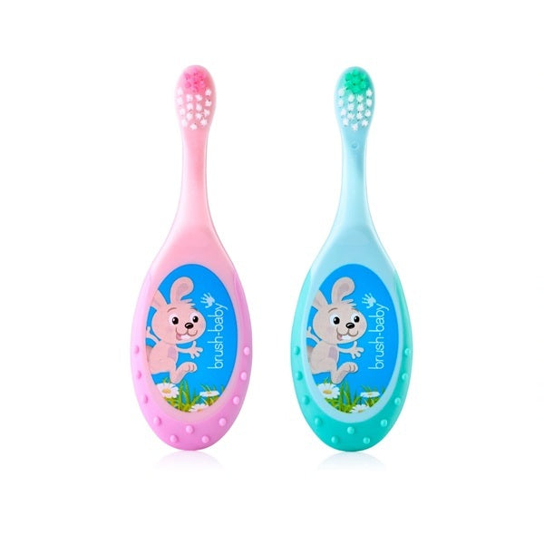 Brush Baby Toothbrush Double Pack Pink & Teal - British product