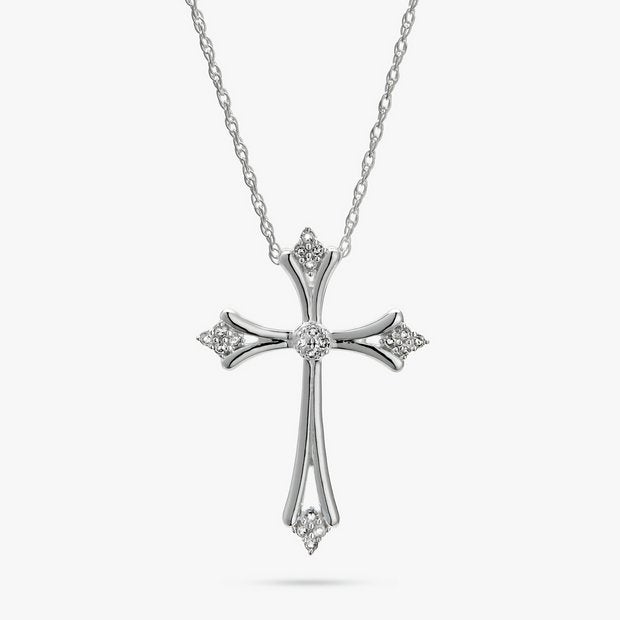 Revere sterling silver diamond cross pendant necklace 18 inch (British brand)