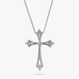 Revere sterling silver diamond cross pendant necklace 18 inch (British brand)