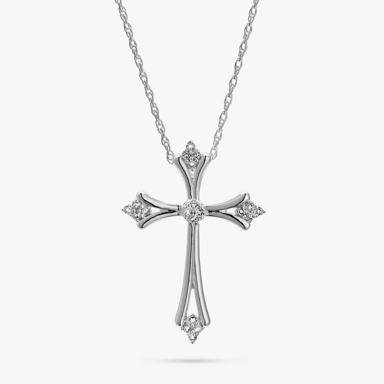 Revere sterling silver diamond cross pendant necklace 18 inch (British brand)