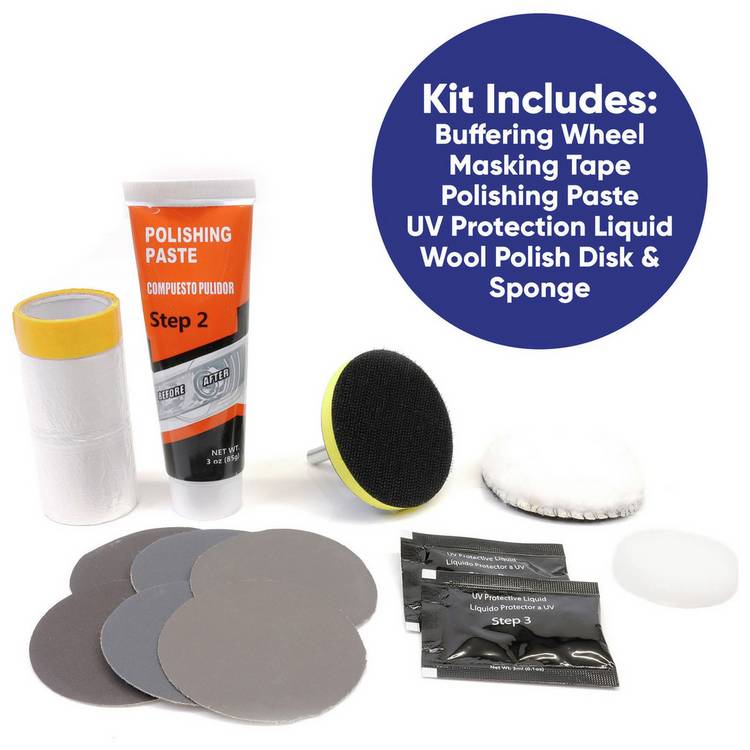 Streetwize headlight restoration kit for plastic headlights, UK version