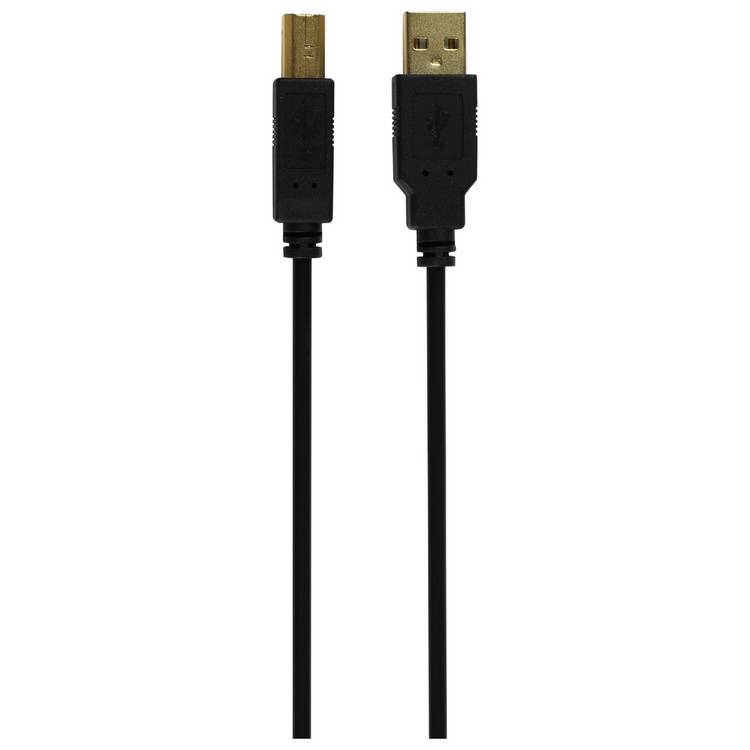 USB 2.0 cable 1.8m A-Male to B-Male black, imported from the UK